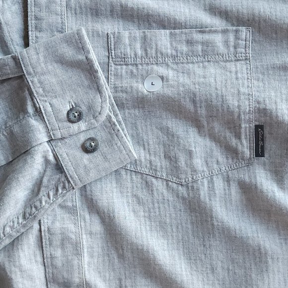 NWT Eddie Bauer Men's Long Sleeve Classic Fit Heather Gray Button Down - Picture 6 of 6